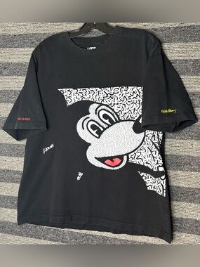 Uniqlo Mickey Mouse x Keith Haring Black Graphic T-Shirt Men’s XL EUC